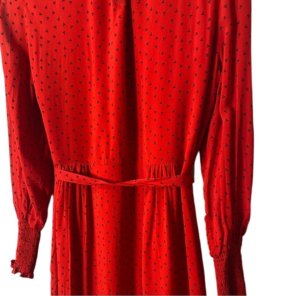 BODEN Carrie Smocked Dress Poinsettia Ruffle Red Long Sleeve - Picture 8 of 14